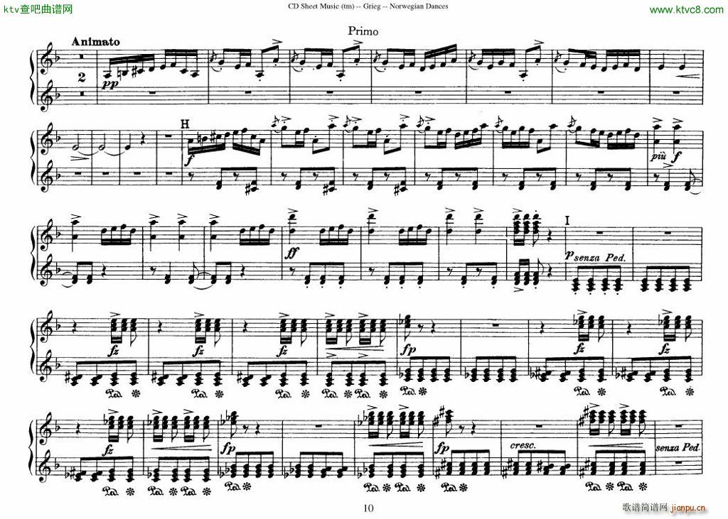 Grieg Norwegian Dance Op 35 1 4 Duet(����V)10