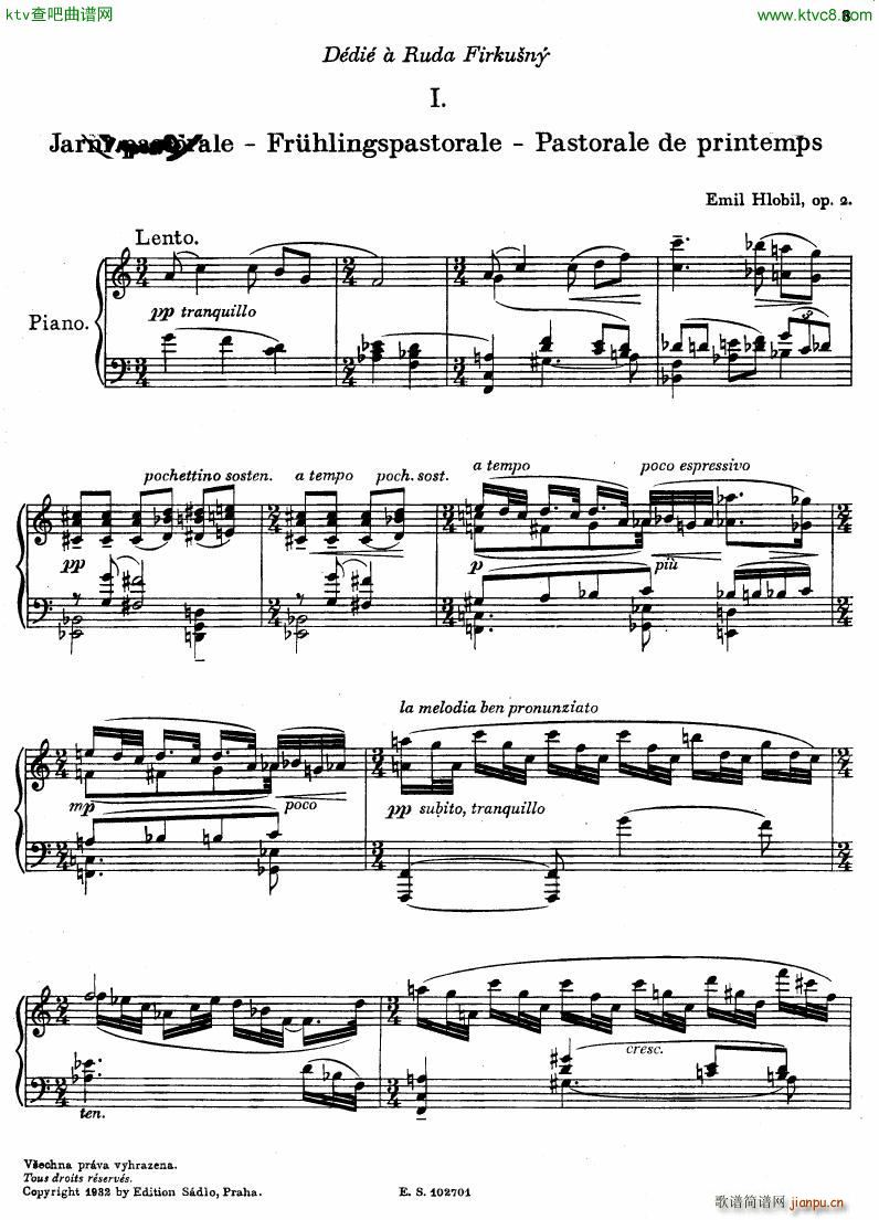Hlobil 3 piano pieces op 2(����V)1