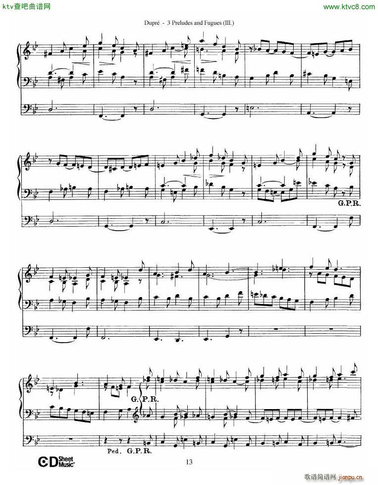 Dupr�� Prelude Fugue in G minor Op 7 No 3(����V)13