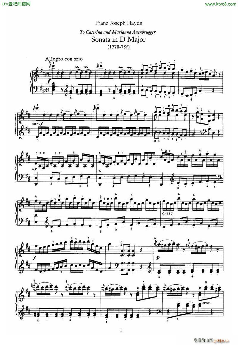 Haydn Piano Sonata No 37 In D(����V)1