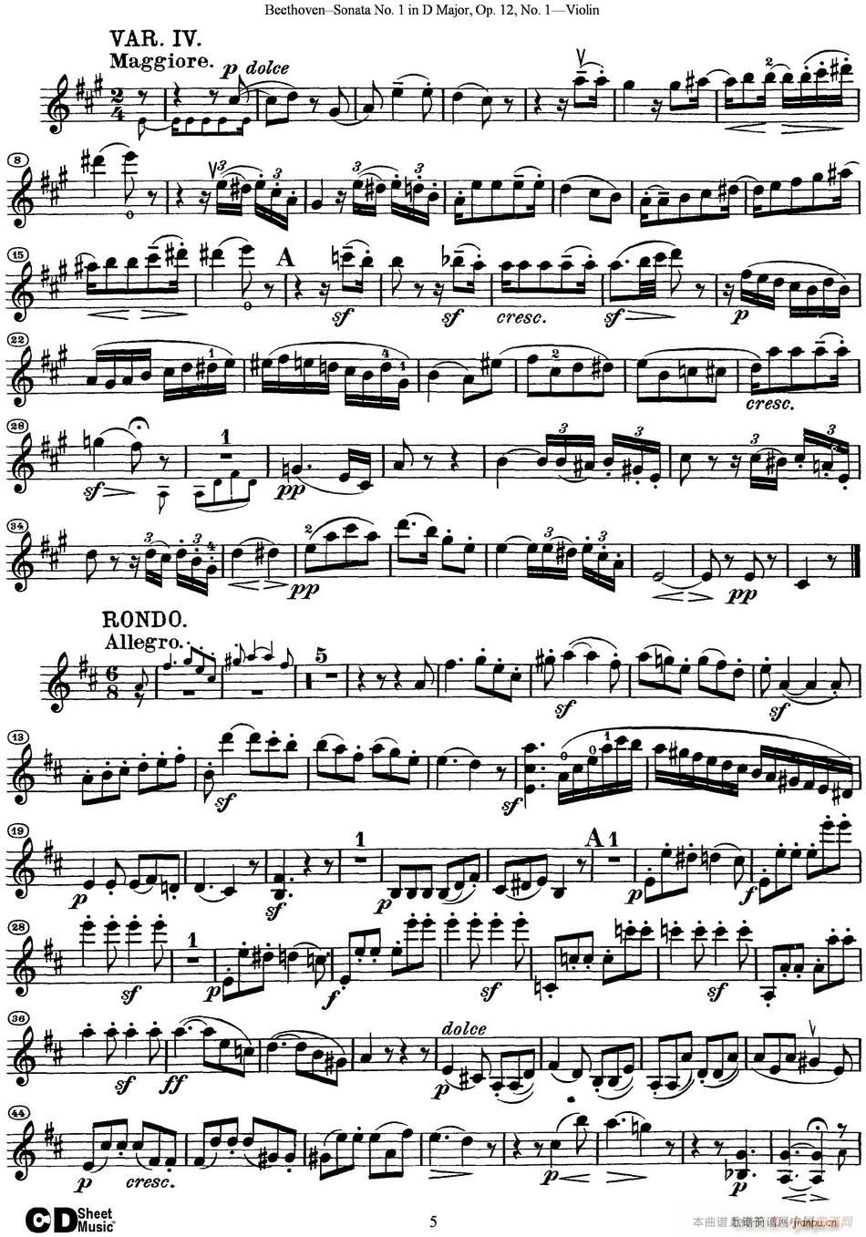 Violin Sonata No 1 in D Major Op 12 No 1(С�����V)5