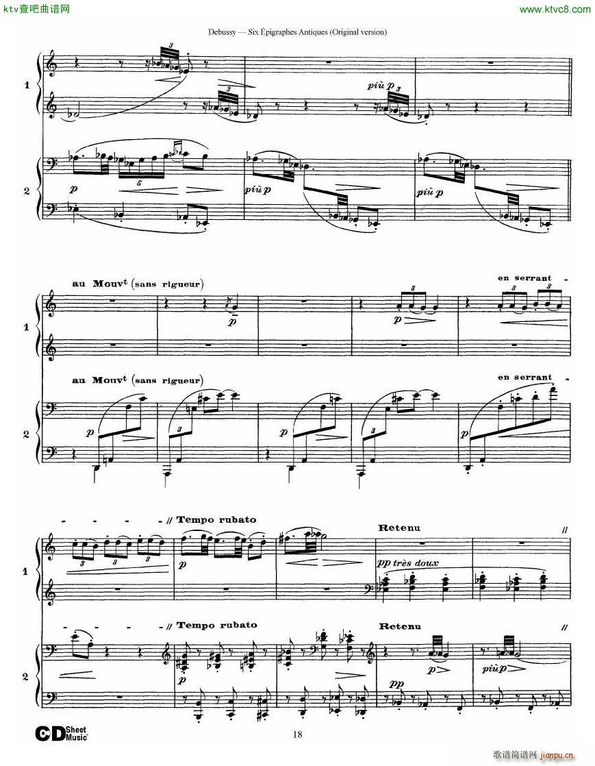 Debussy Six ��pigraphes Antiques 2 Piano s(����V)18