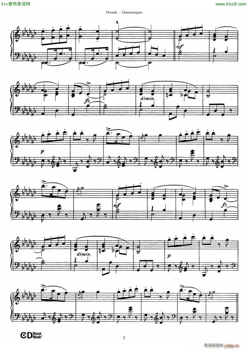 Dvor��k op 101 8 Humoresques(����V)3