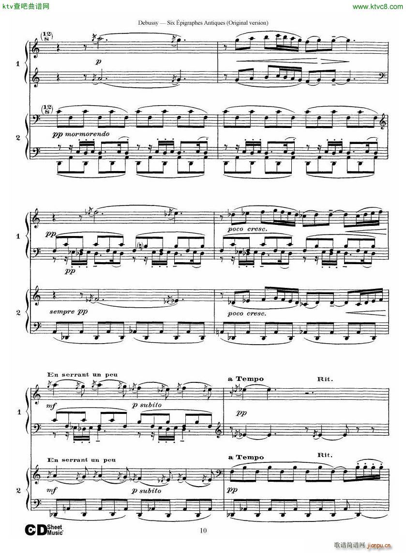 Debussy Six ��pigraphes Antiques 2 Piano s(����V)10