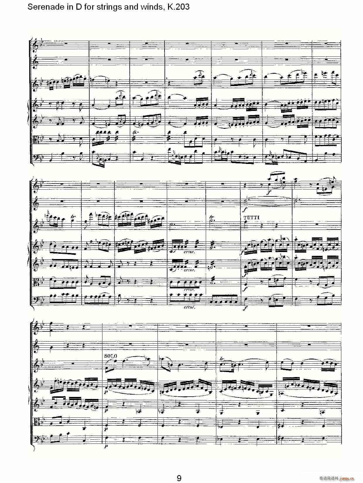 Serenade in D for strings and winds, K.203(ʮ�ּ�����)9