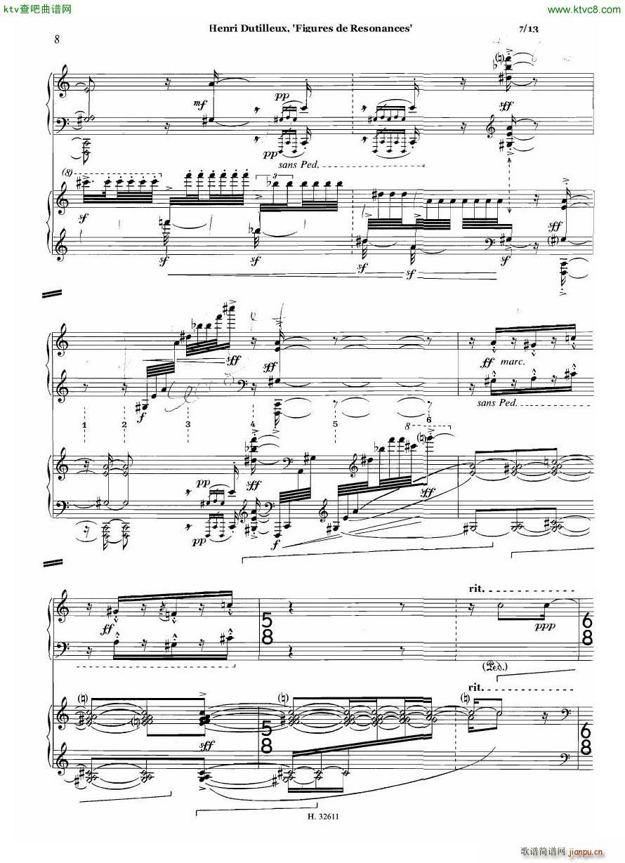 Dutilleux Figures de R��sonances for Two Pianos(����V)7
