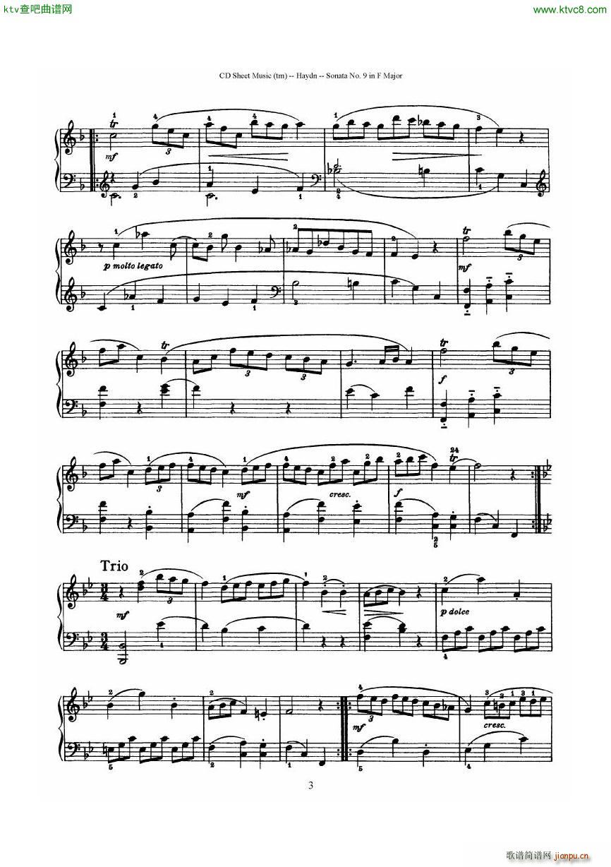 Haydn Joseph Sonata no 9 in F Major(����V)3