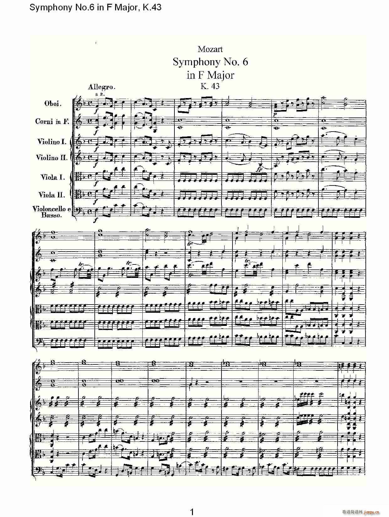 Symphony No.6 in F Major, K.43(ʮ�ּ�����)1