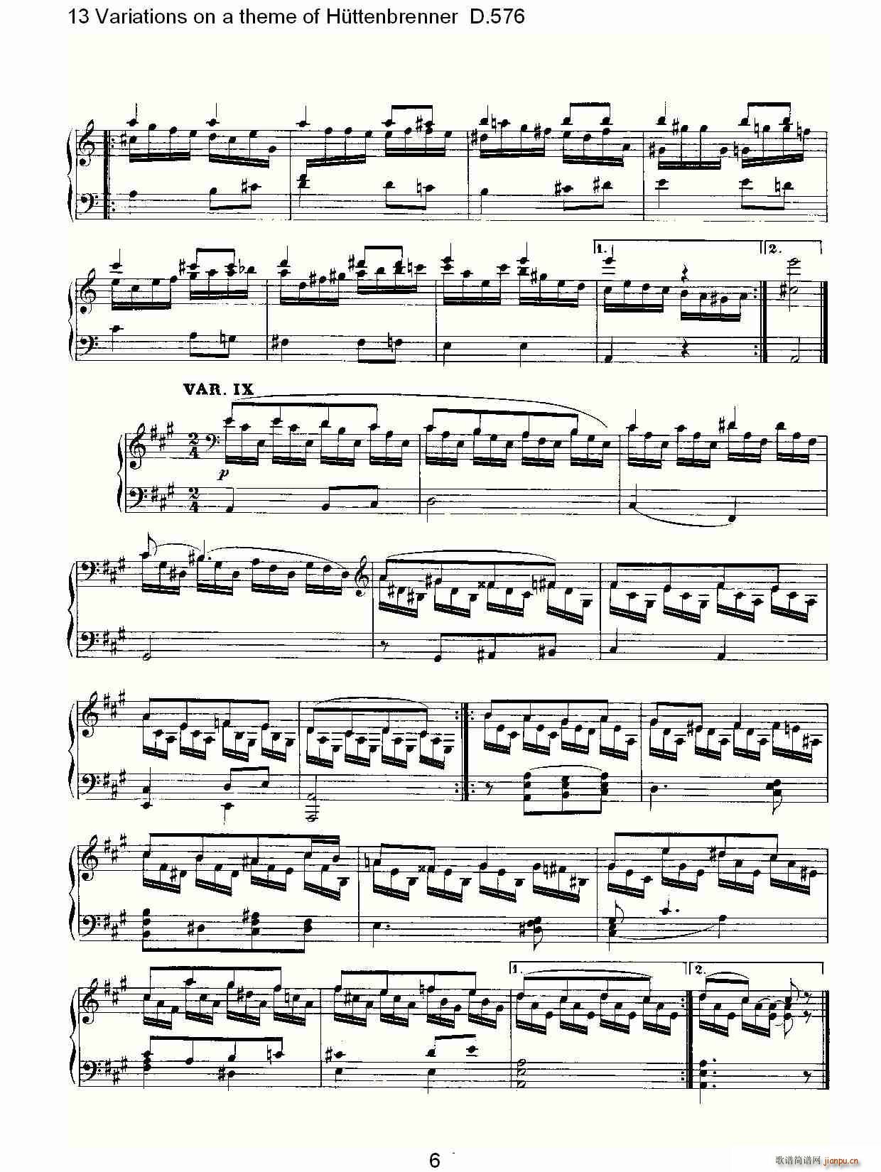 13 Variations on a theme of H��ttenbrenner D.576(ʮ�ּ�����)6