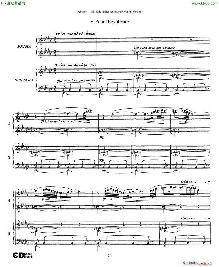 Debussy Six ��pigraphes Antiques 2 Piano s(����V)20