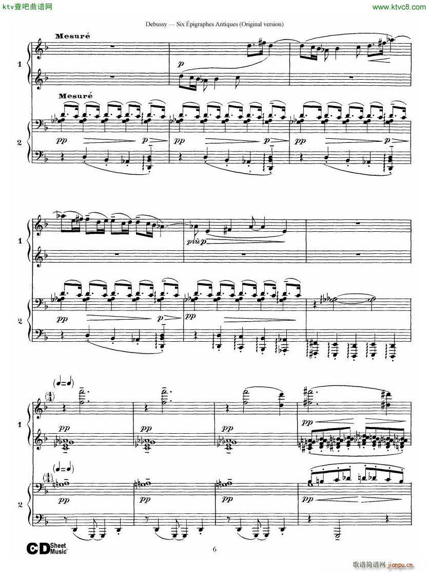 Debussy Six ��pigraphes Antiques 2 Piano s(����V)6