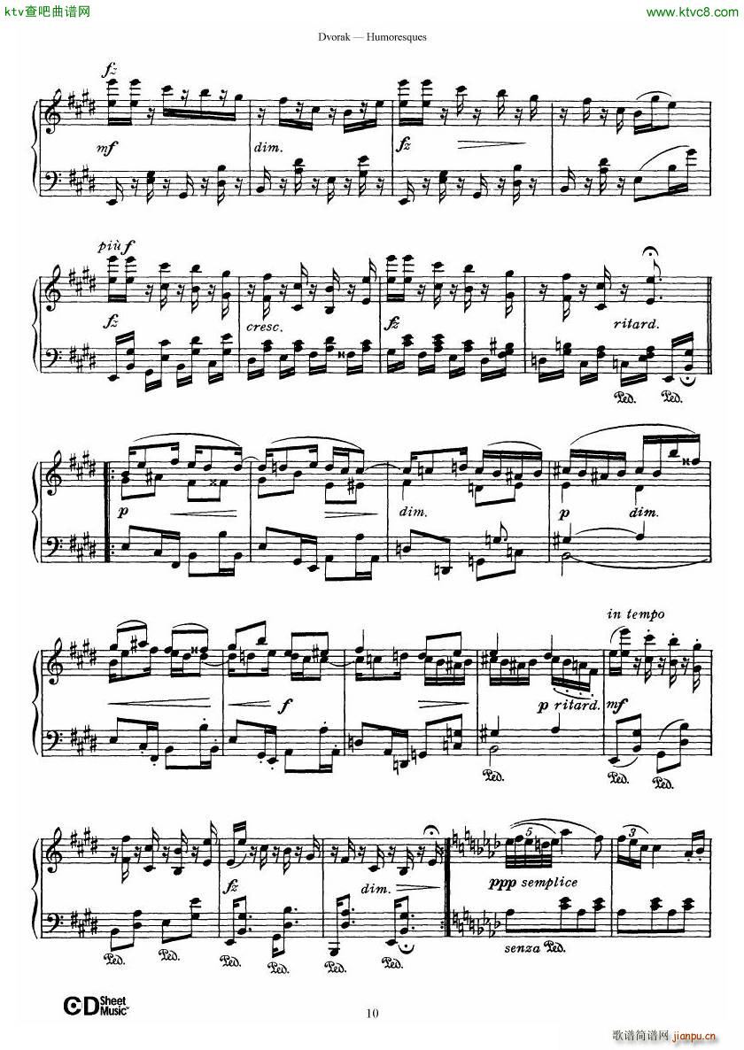 Dvor��k op 101 8 Humoresques(����V)10