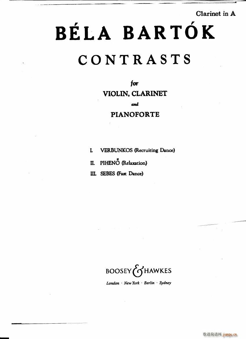 Bartok SZ 111 Contrasts clarinets A and Bb(����V)1