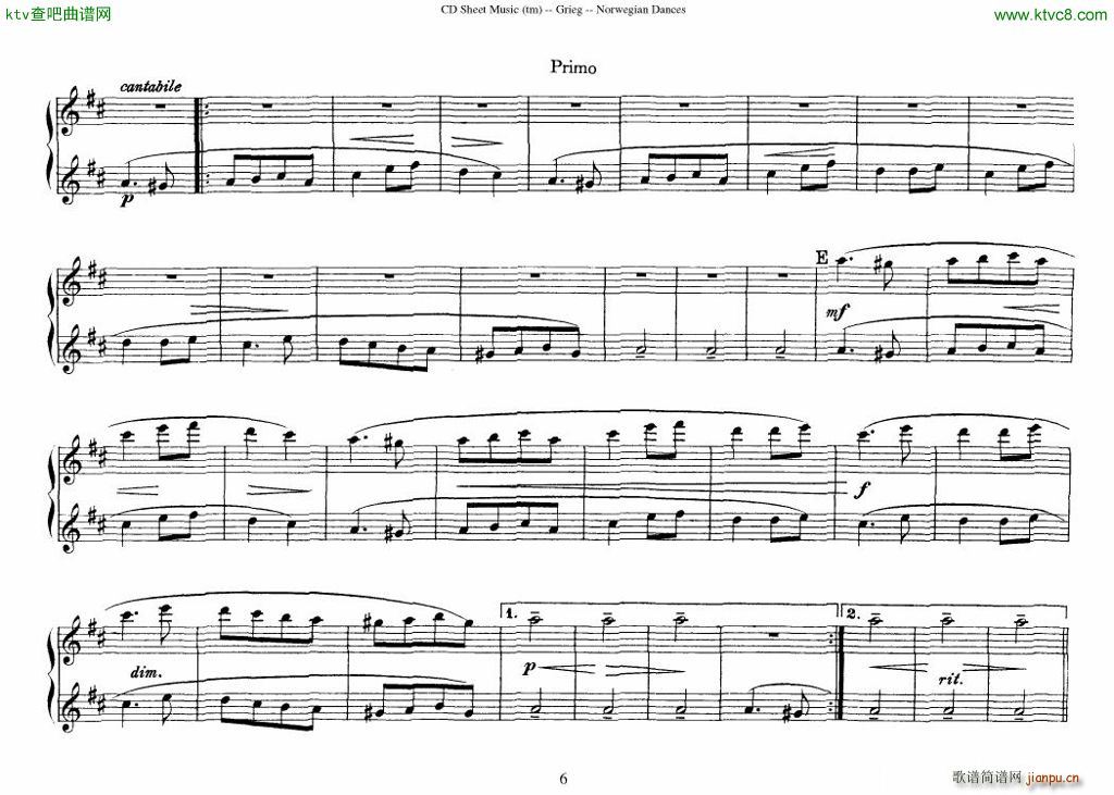 Grieg Norwegian Dance Op 35 1 4 Duet(����V)6