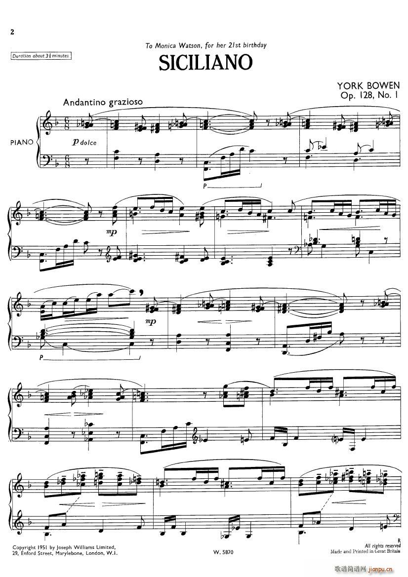 Bowen Siciliano and Toccatina Op 128(����V)1