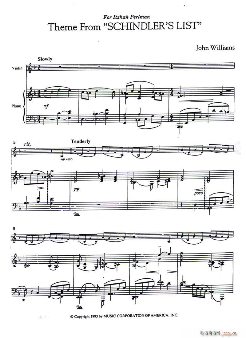 Theme From SCHINDLER S LIST �����յ����� ���}�� ����(ʮ�ּ�����)1