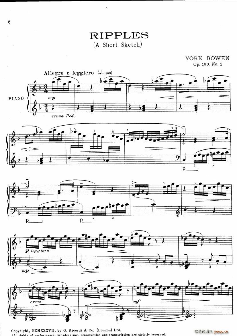 Bowen Ripples A short sketch Op 100 No 1(����V)1