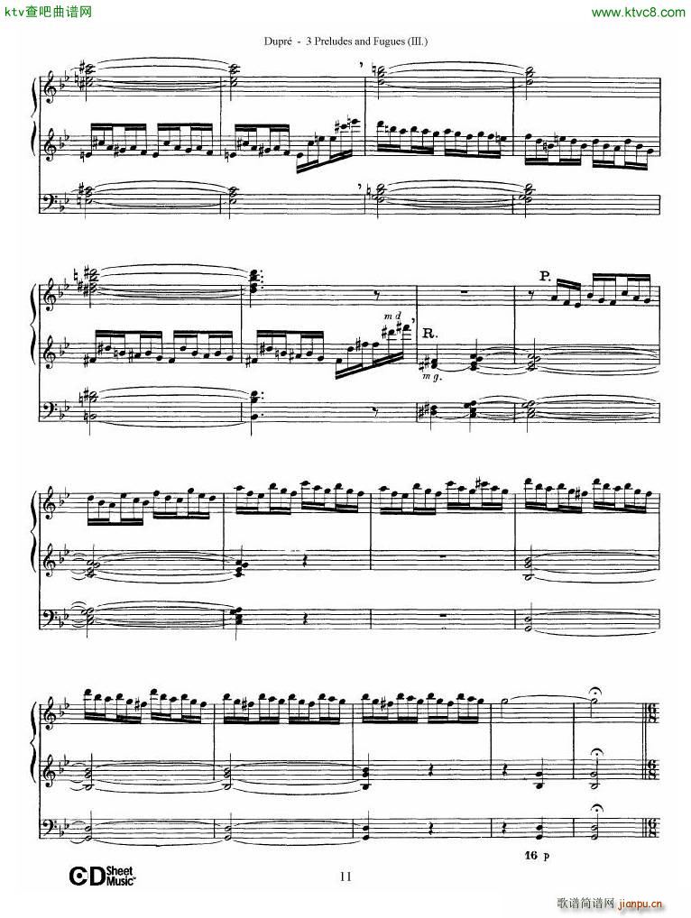 Dupr�� Prelude Fugue in G minor Op 7 No 3(����V)11