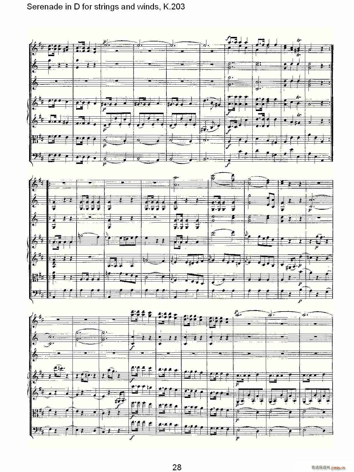 Serenade in D for strings and winds, K.203(ʮ�ּ�����)28