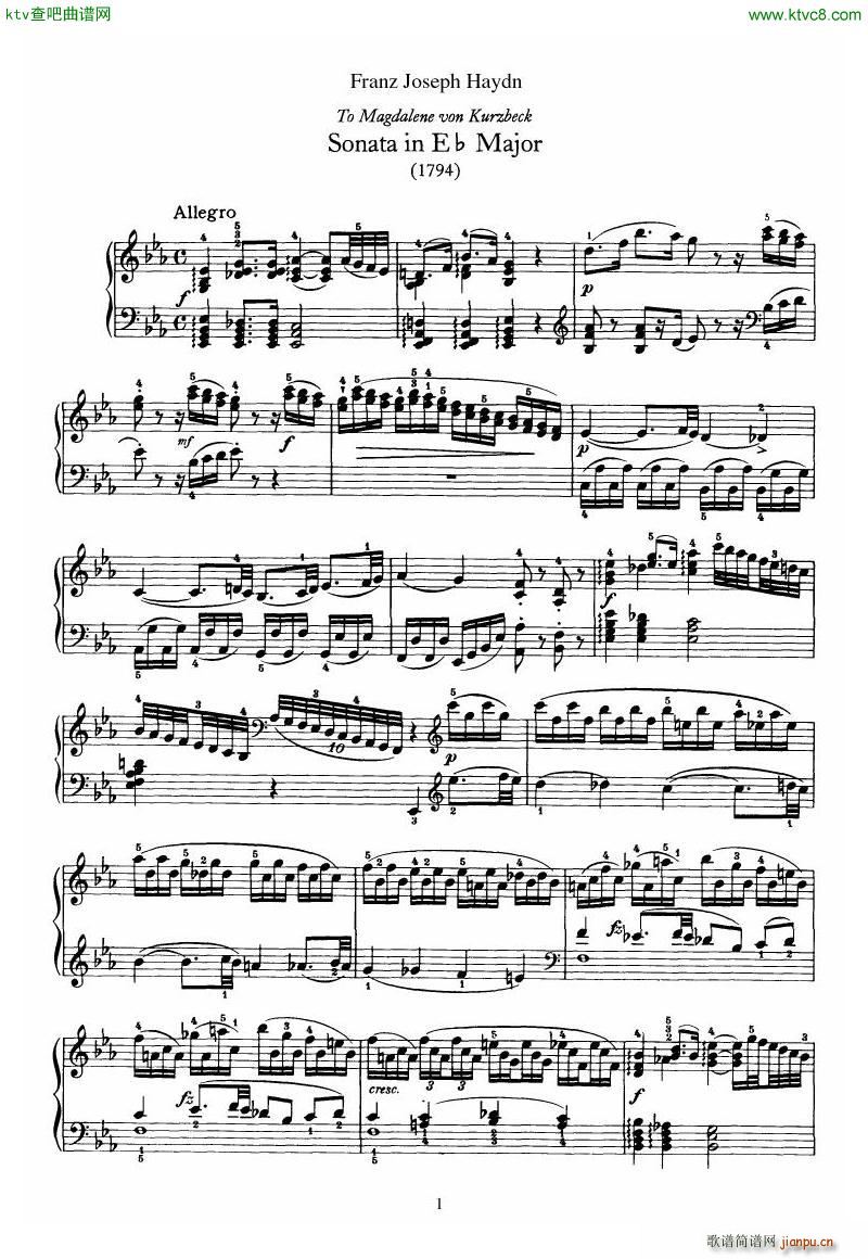 Piano Sonata No 52 in Eb(����V)1
