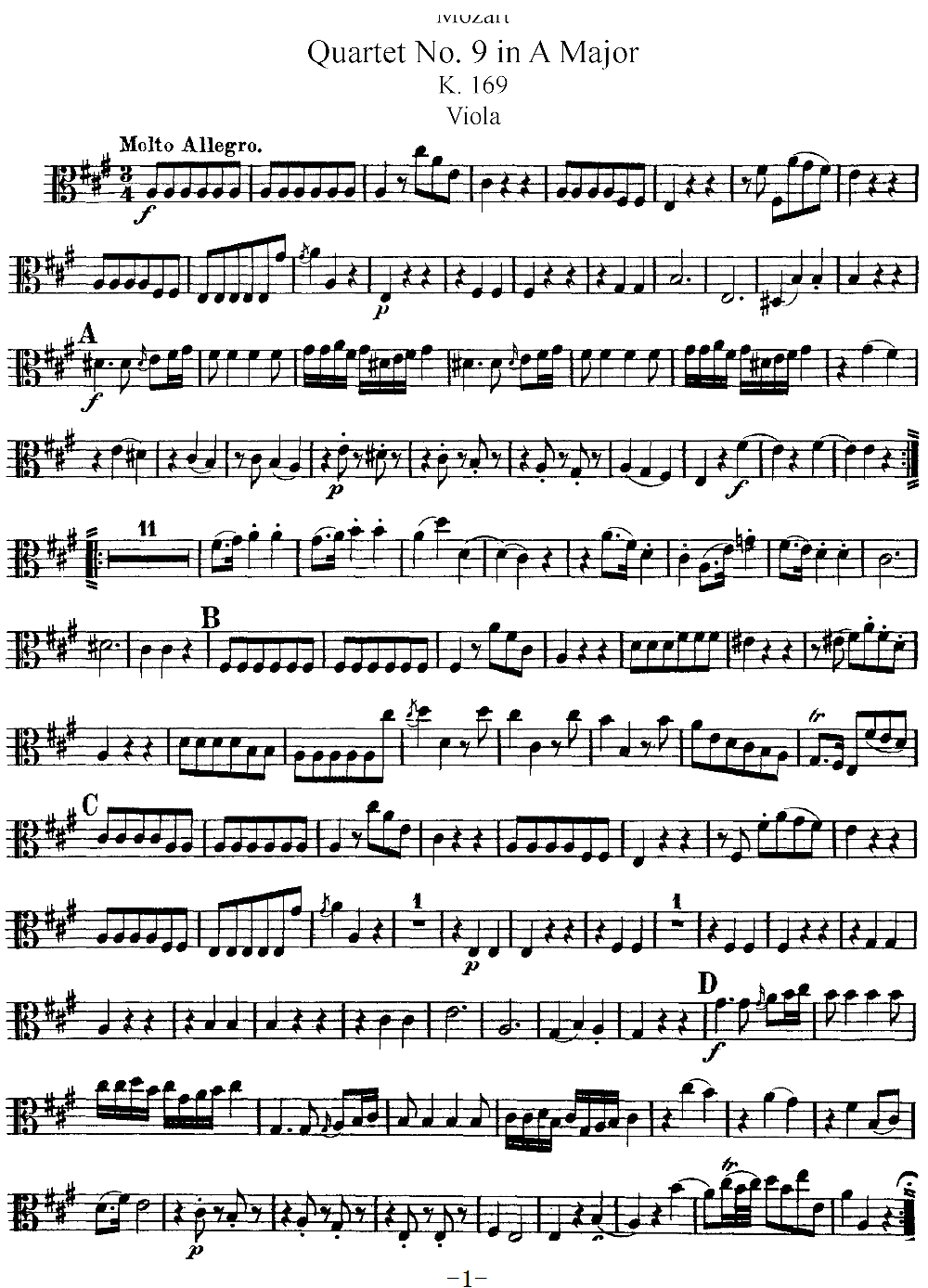Mozart Quartet No 9 in A Major K 169 Viola(ʮ�ּ�����)1