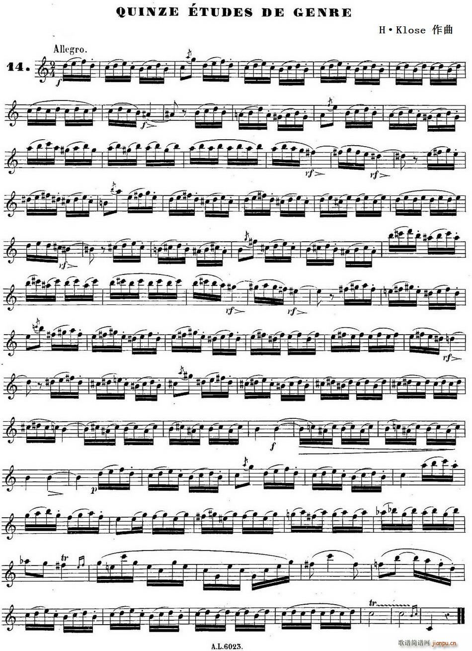 H Klose������ Quinze etudes de genre 14(ʮ�ּ�����)1