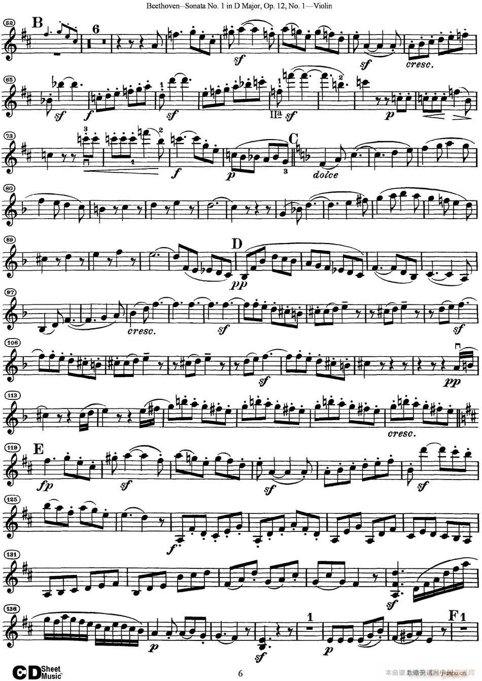 Violin Sonata No 1 in D Major Op 12 No 1(С�����V)6