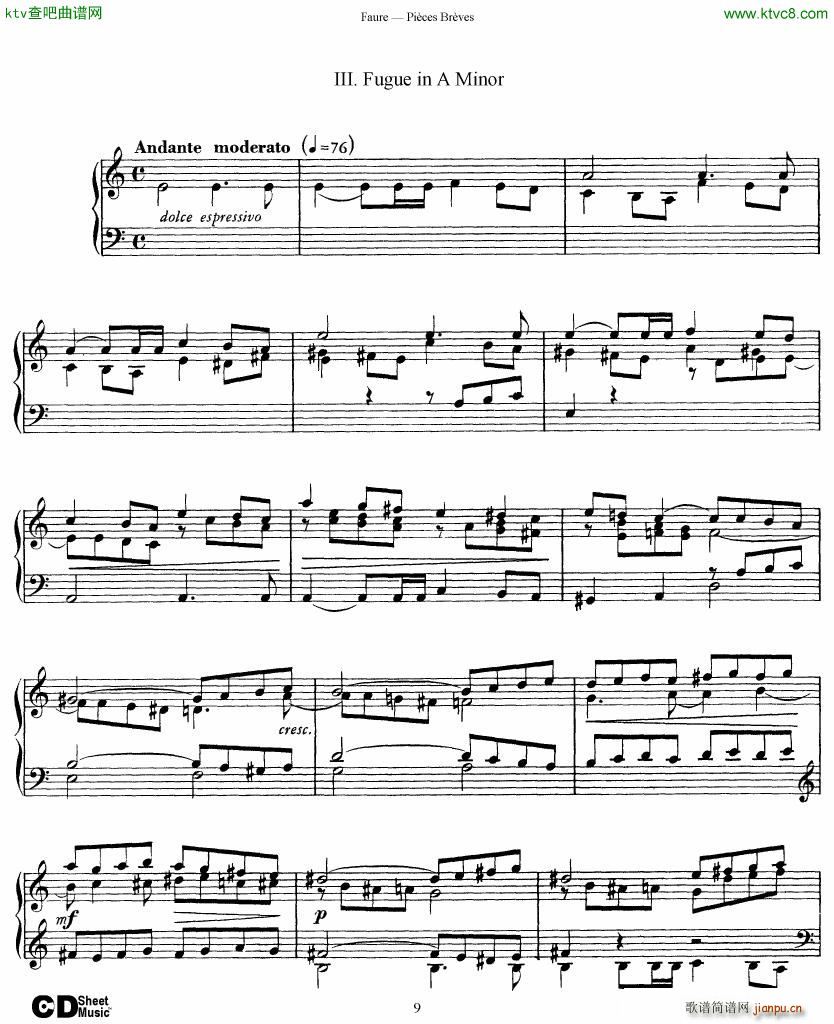 Faure 8 Pieces Breves Op 84(����V)9