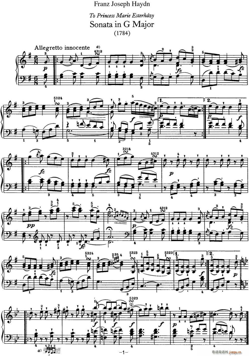 ���D ������Q�� Hob XVI 40 in G major(����V)1