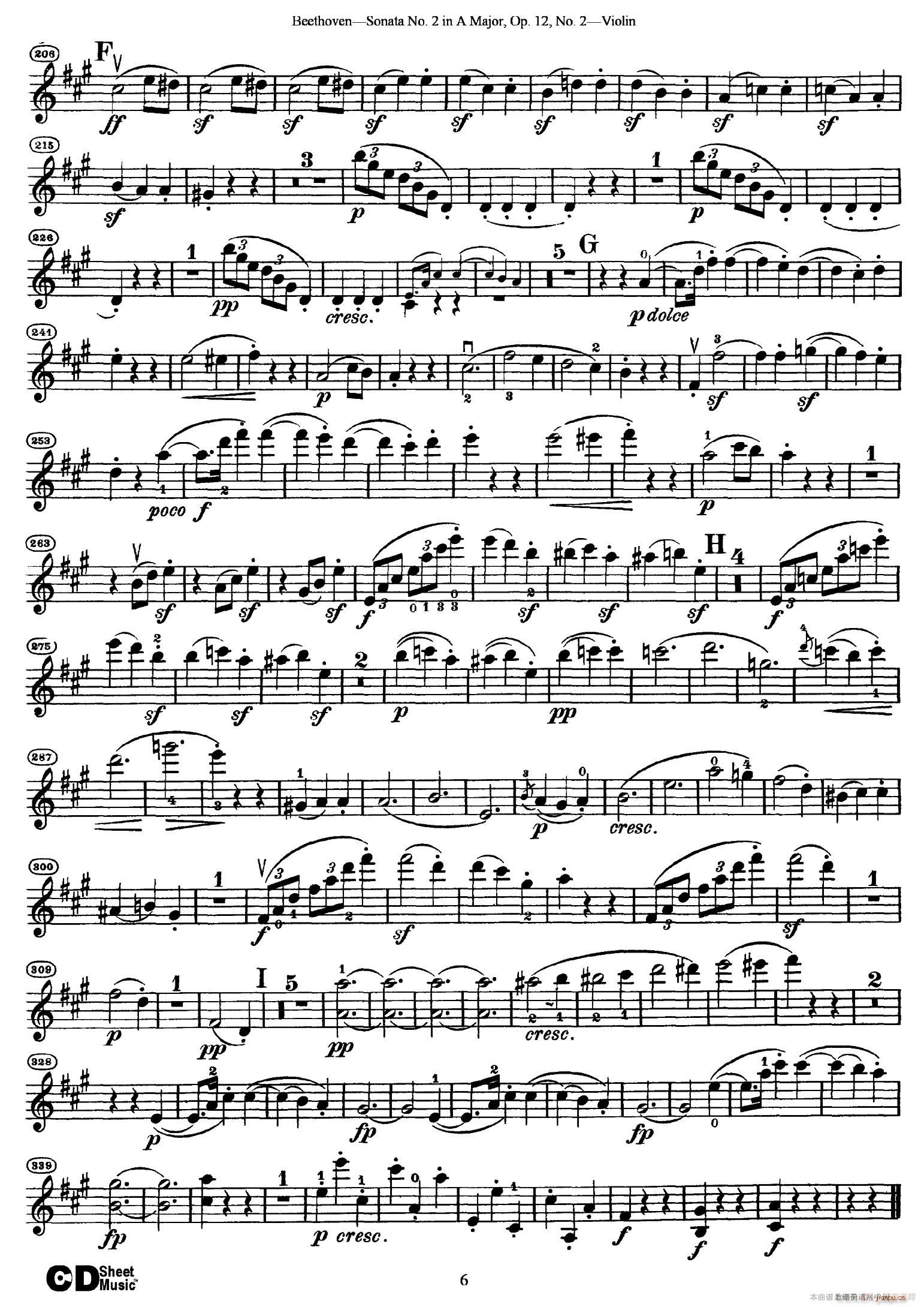 A���{�ڶ�С�������Q�� Sonata No 2 in A Major Op 12 No 2(С�����V)6