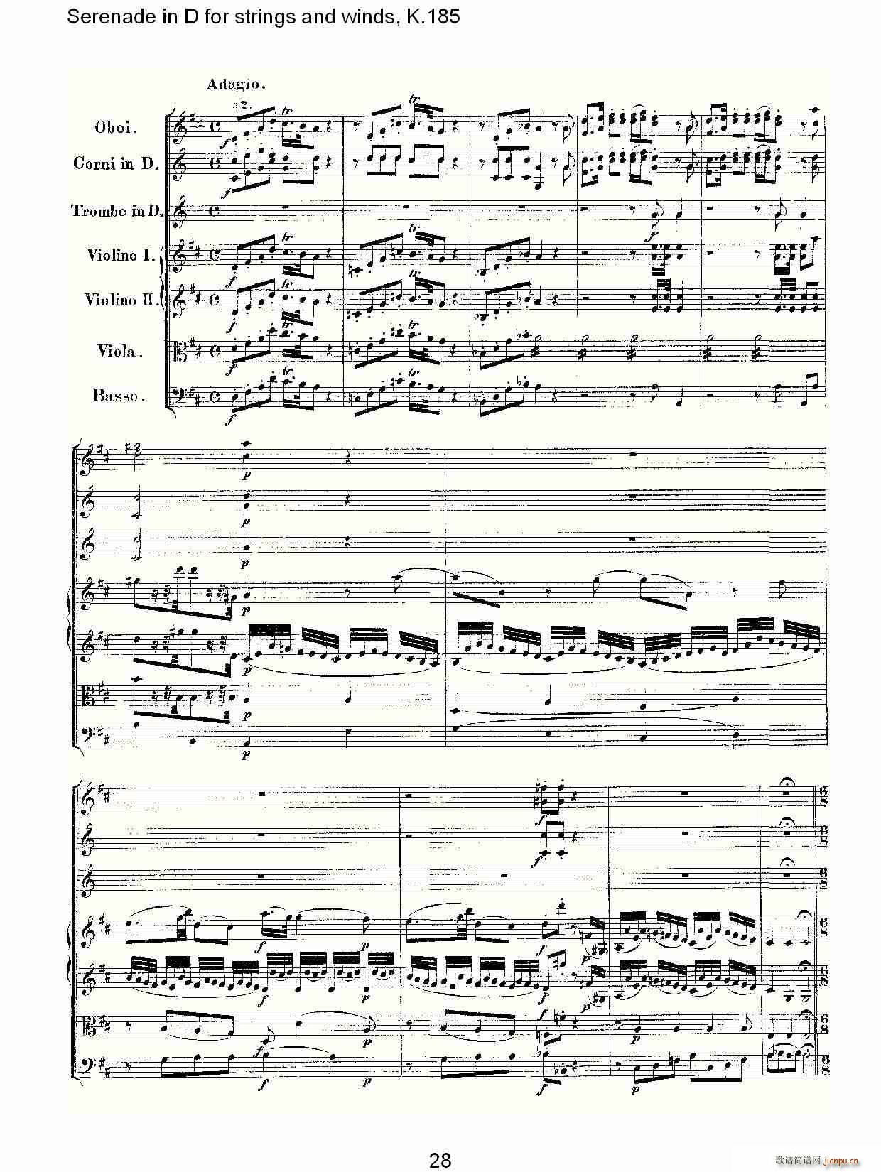 Serenade in D for strings and winds, K.185(ʮ�ּ�����)28