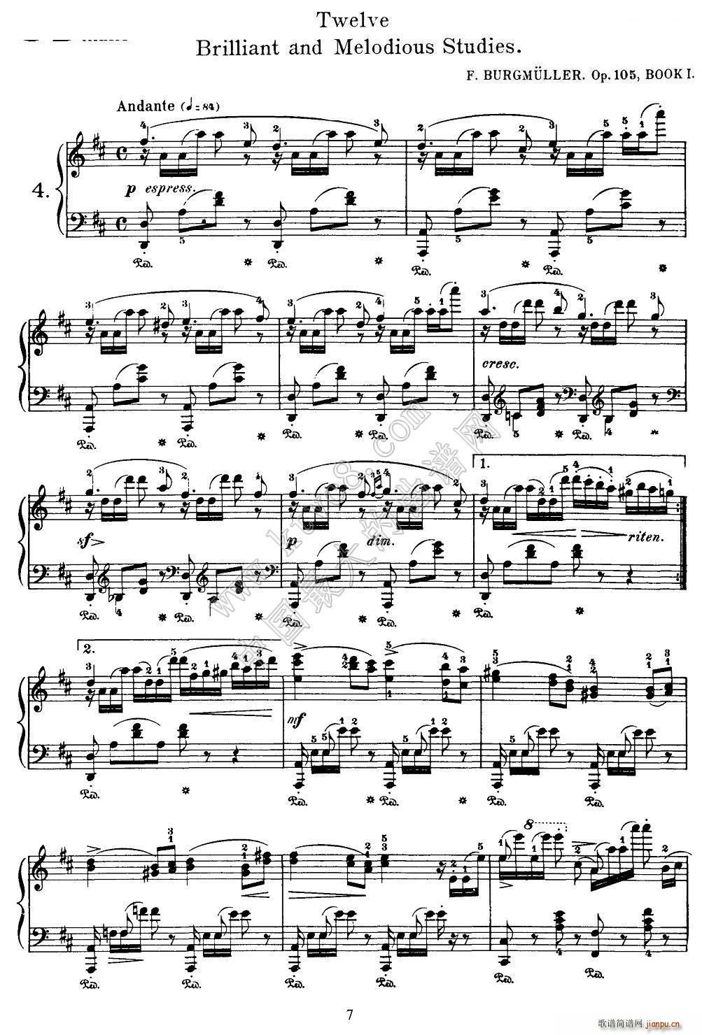 Burgmuller 12 Brillian and Melodious Studies 4(����V)1