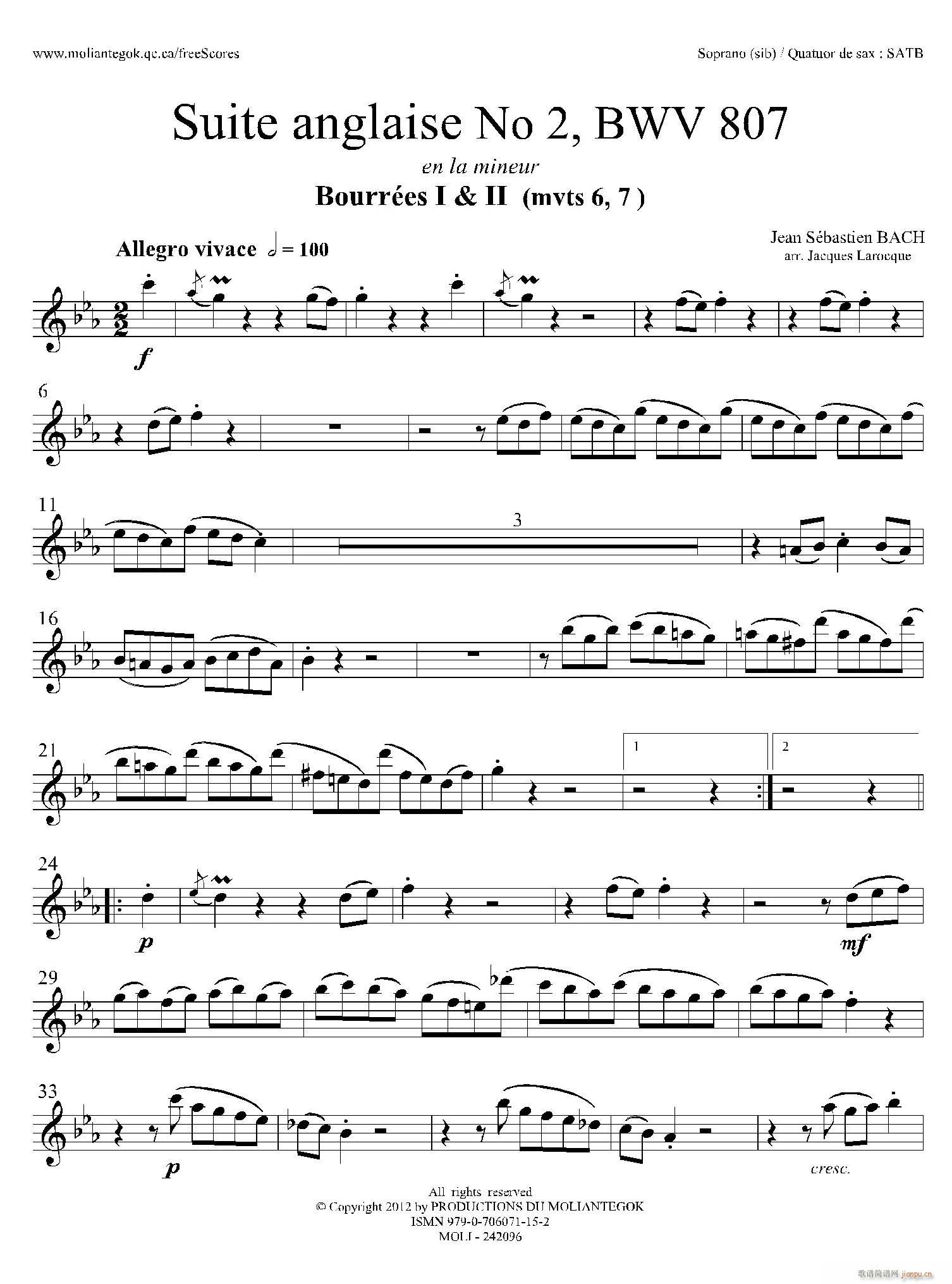 Suite anglaise No 2 BWV 807 �����M��֮�� �������� �����_��˹(ʮ�ּ�����)1