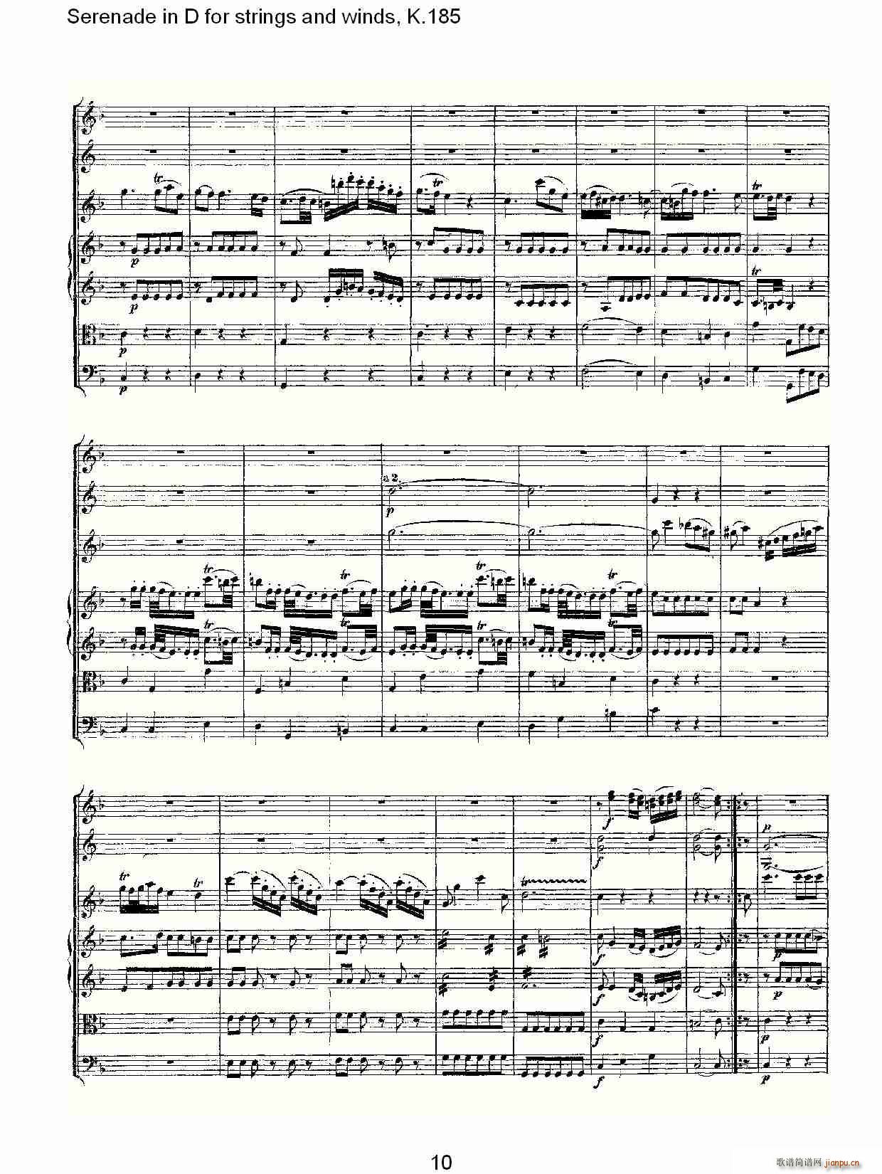Serenade in D for strings and winds, K.185(ʮ�ּ�����)10