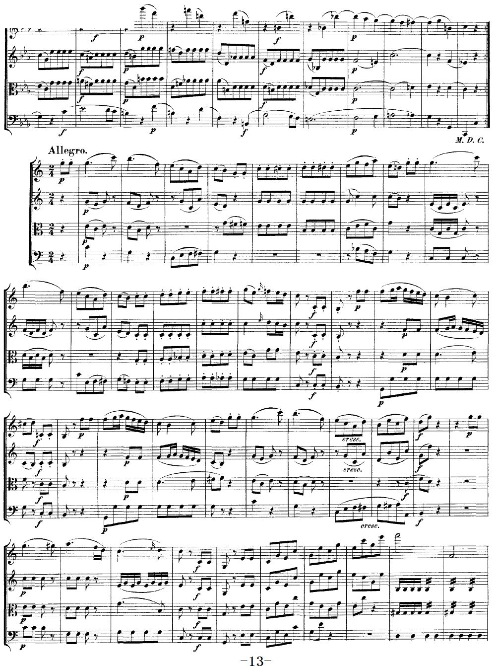 Mozart Quartet No 19 in C Major K 465(���V)13