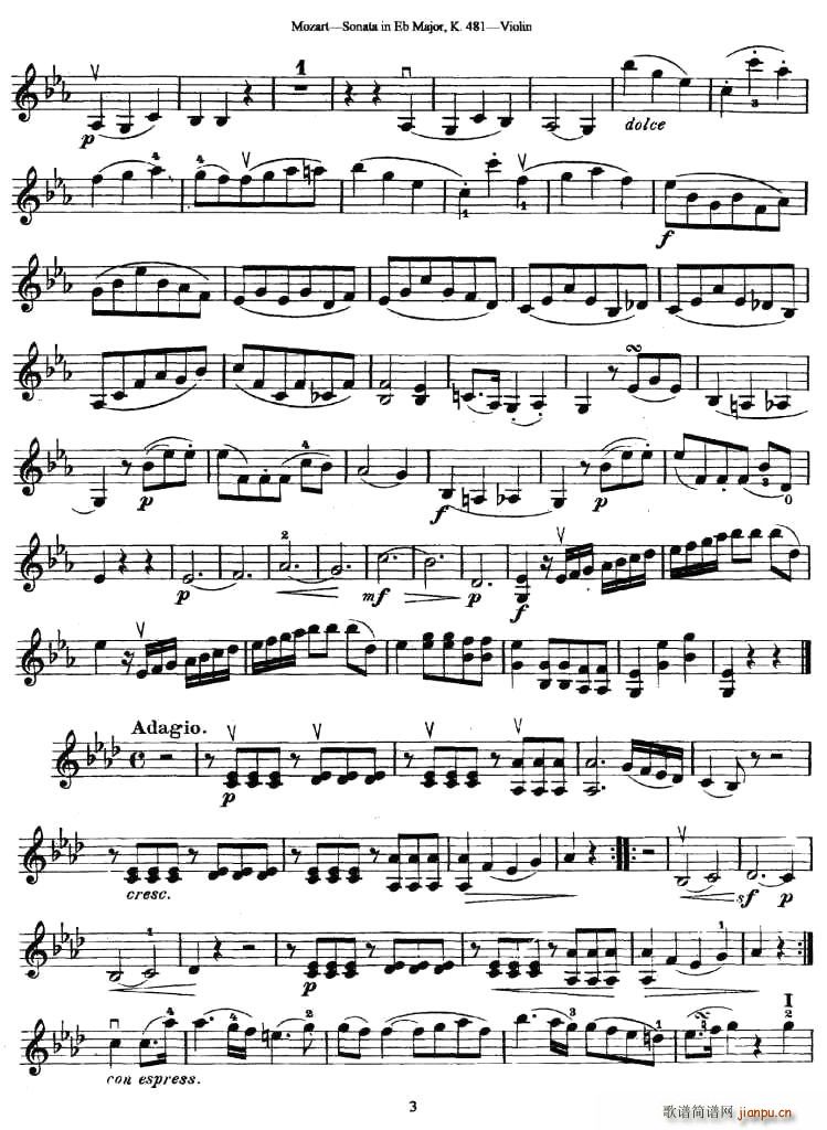 Sonata in Eb Major K.481(ʮ�ּ�����)3