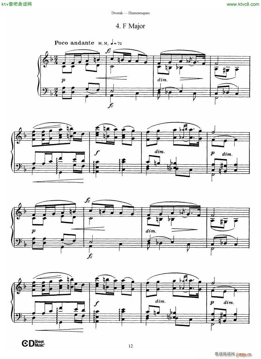 Dvor��k op 101 8 Humoresques(����V)12