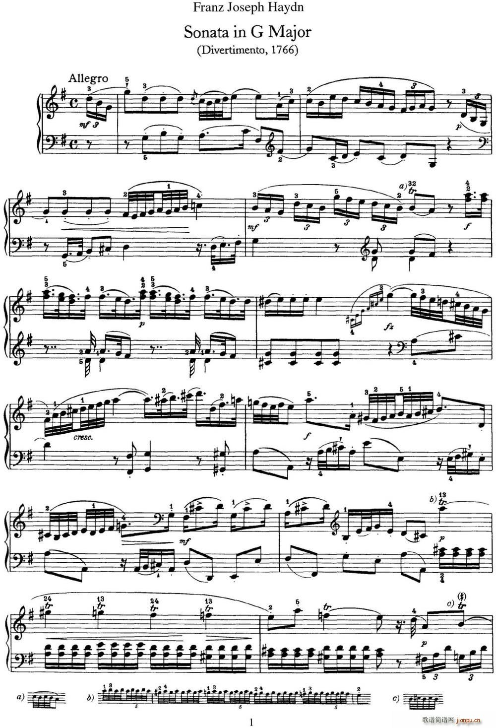 ���D ������Q�� Hob XVI 6 Partita G major(����V)1