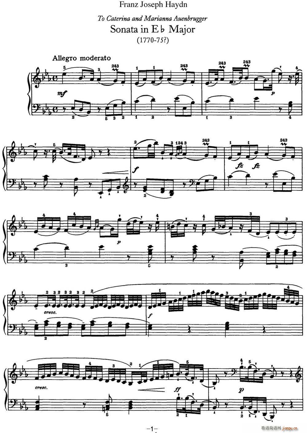 ���D ������Q�� Hob XVI 38 in E flat major(����V)1