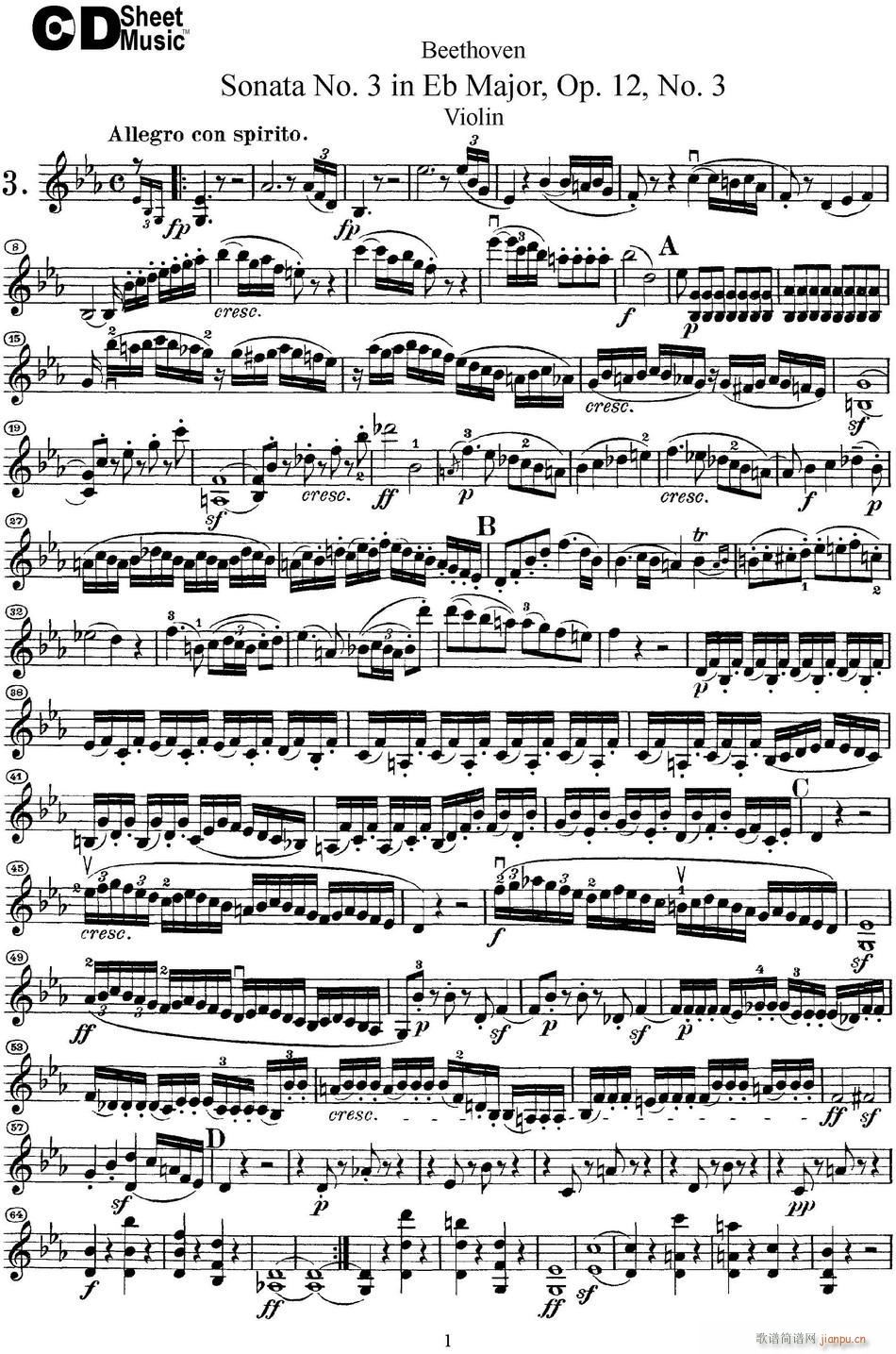 Violin Sonata No 3 in Eb Major Op 12 No 3(ʮ�ּ�����)1