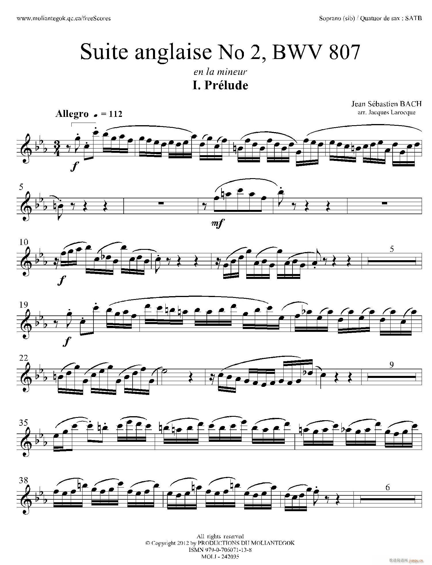 Suite anglaise No 2 BWV 807 �����M��֮�� ǰ���� �����_��˹(ʮ�ּ�����)1