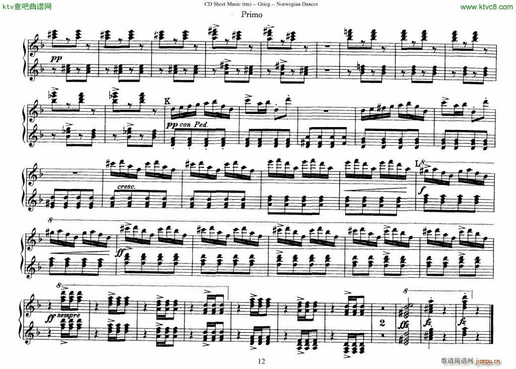 Grieg Norwegian Dance Op 35 1 4 Duet(����V)12