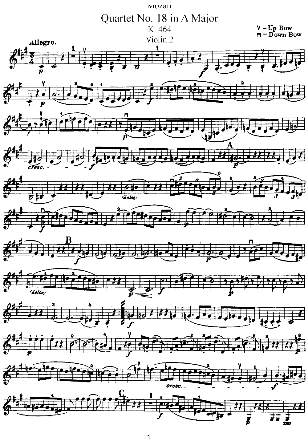 Mozart Quartet No 18 in A Major K 464 Violin 2(ʮ�ּ�����)1