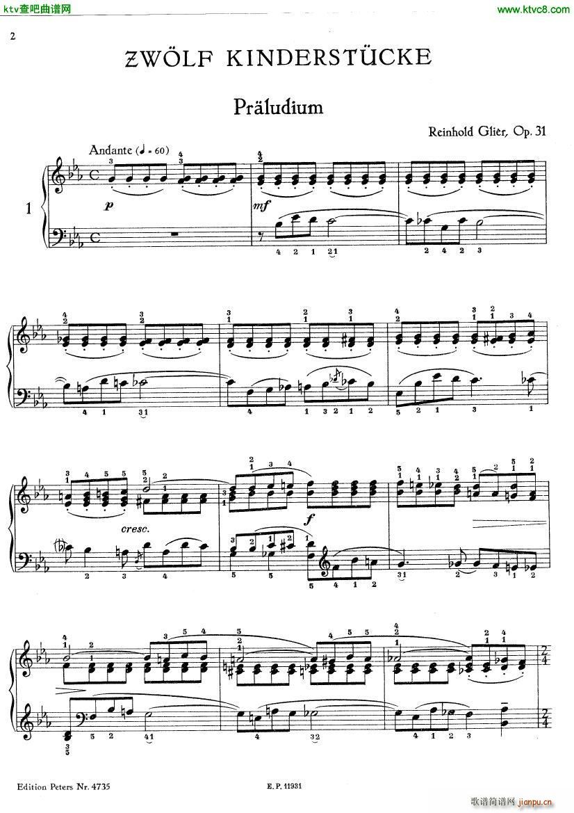 Gli��re Zw lf Kinderst��cke Op 31(����V)1
