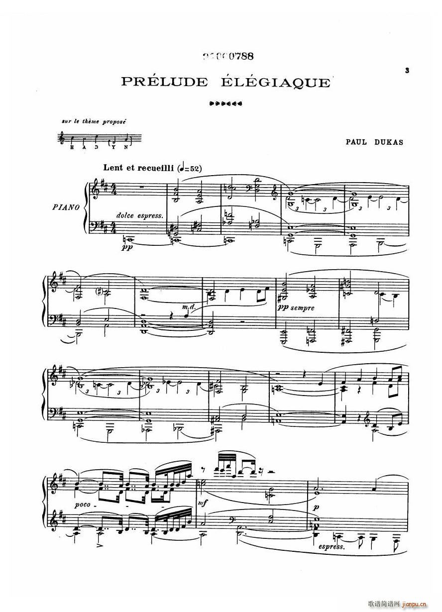 Dukas Prelude Elegiaque Prelude Elegiaque(ʮ�ּ�����)1