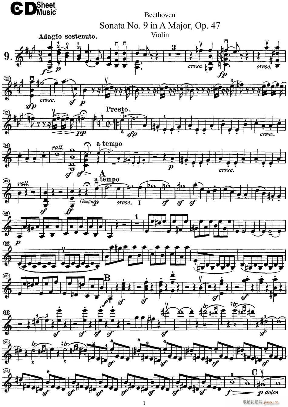 Violin Sonata No 9 in A Major Op 47(С�����V)1