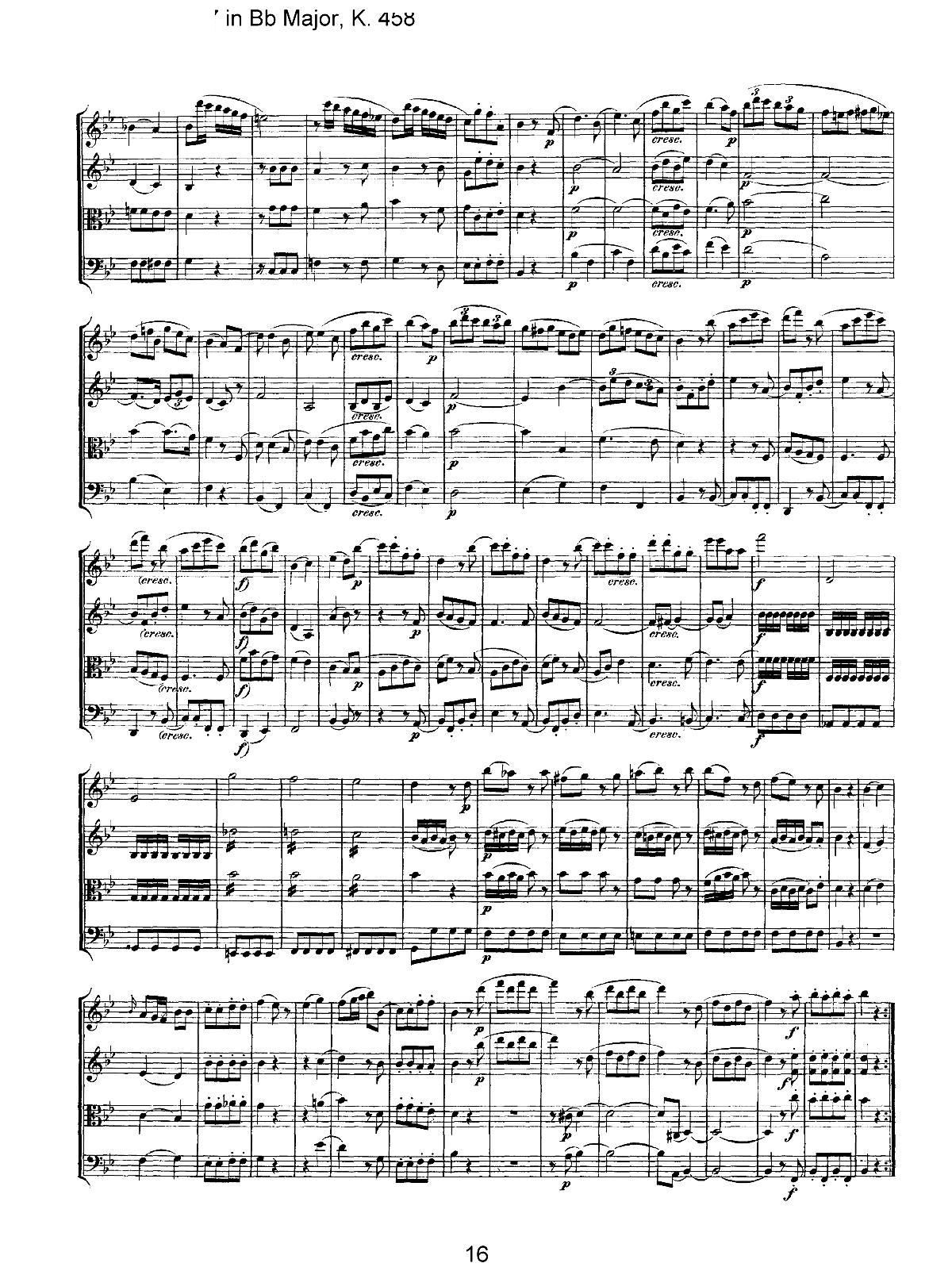 Mozart Quartet No 17 in Bb Major K 458(���V)16