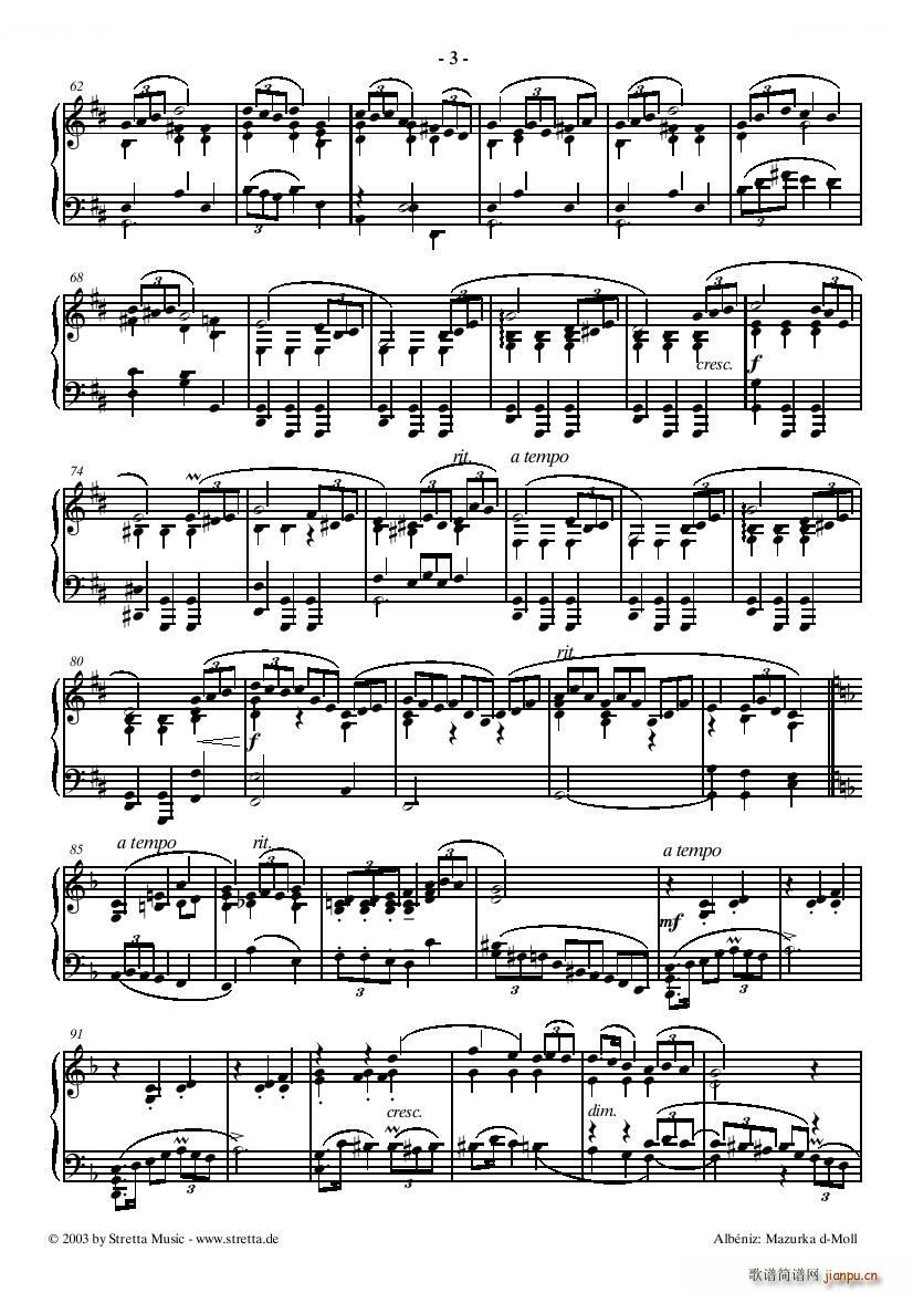 Albeniz Mazurka d Moll Mazurka d Moll(ʮ�ּ�����)3