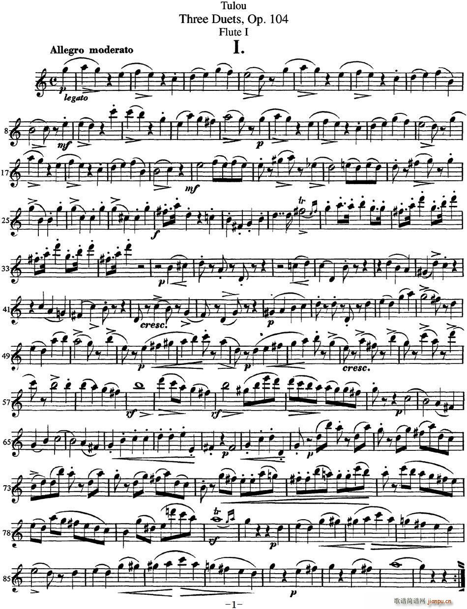 �D¶�����L(ch��ng)�Ѻ�(ji��n)��������Op 104 Flute 1 NO 1(�Ѻ��V)1