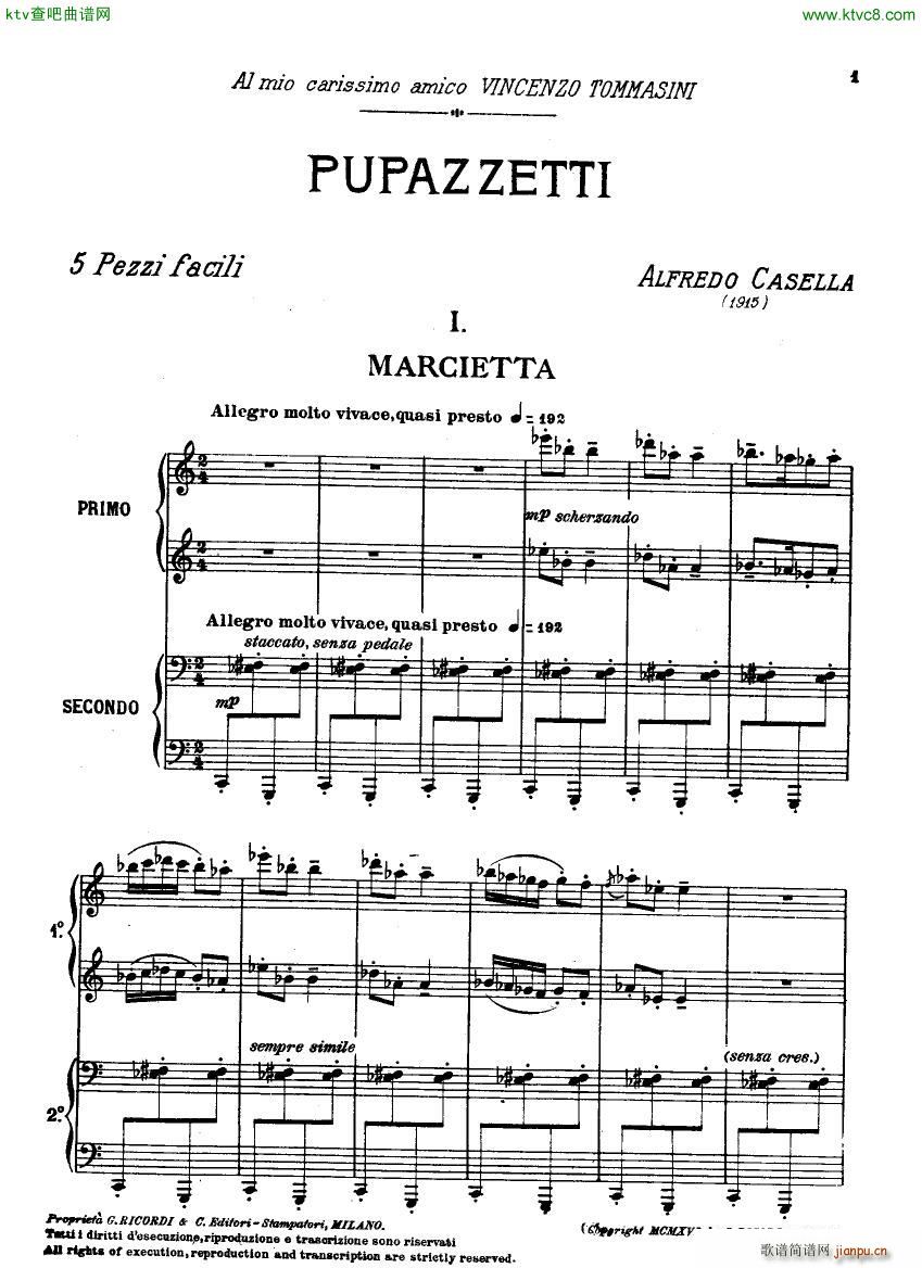 Casella Five Easy Pieces Pupazzetti 4 hands 1915(����V)1